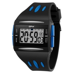 ساعة رقمية مضيئة إلكترونية جديدة أصلية من العلامة التجارية TPW للرجال مقاومة للماء ساعة رقمية