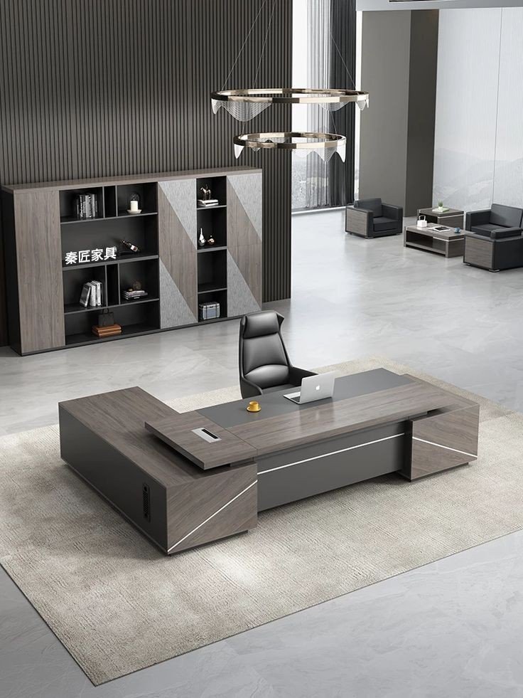 مكتب إداري فاخر بتصميم عصري يجمع بين الأناقة والوظيفية. مثالي للمكاتب التنفيذية والمديرين الباحثين عن بيئة عمل راقية ومريحة.